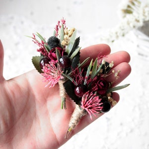 Mini boutonnieres, Burgundy buttonholes, Rustic men boutonniere, Marsala buttonhole, Flower boutonniere, Groom's boutonniere