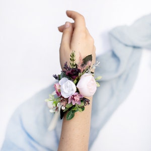 Brautkorsage, erröten rosa Korsage, rustikale Korsage, Blume Handgelenk Korsage, Brautjungfer Korsage, Hochzeit Armband