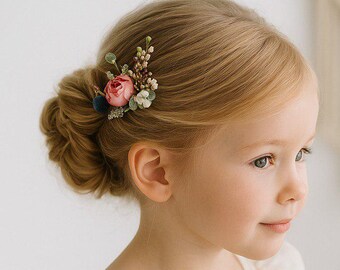 Flower girl set hair pins, Peony hair clip, rose hair pin, boho flower hair clip, pink rose hair clip, flower hair clips, wedding hair pins