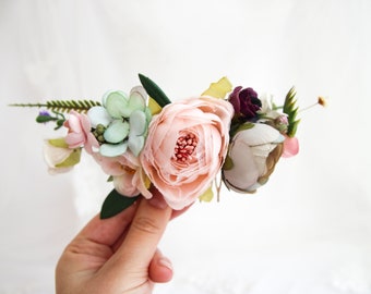 Wedding flower comb, Blush hair comb, Bridal floral comb, Pink flower hairpiece, Bridesmaid floral comb, Flower decorative comb, Pink comb