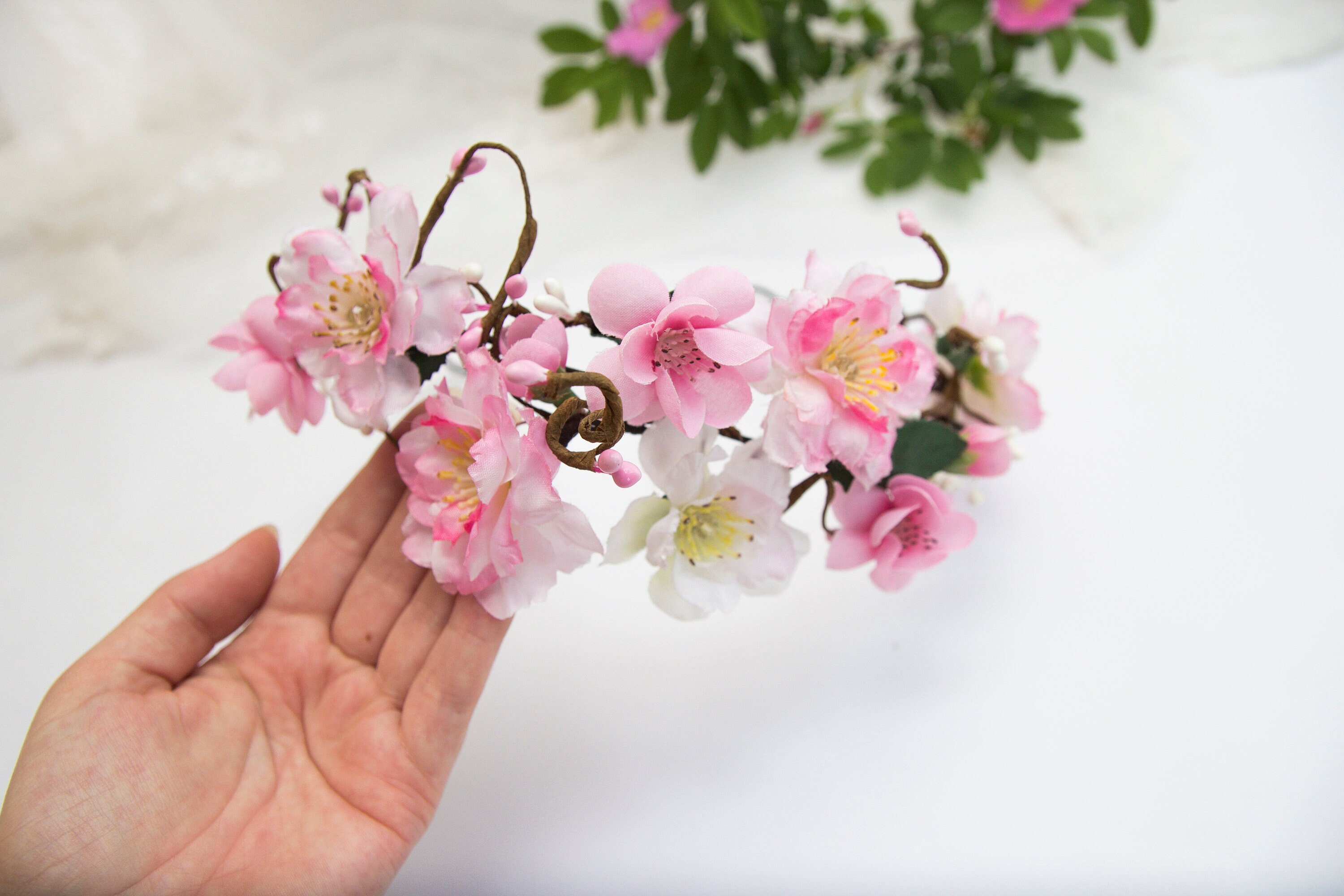 Pink Cherry Blossom Headpiece, First Holy Communion Flower Crown ...