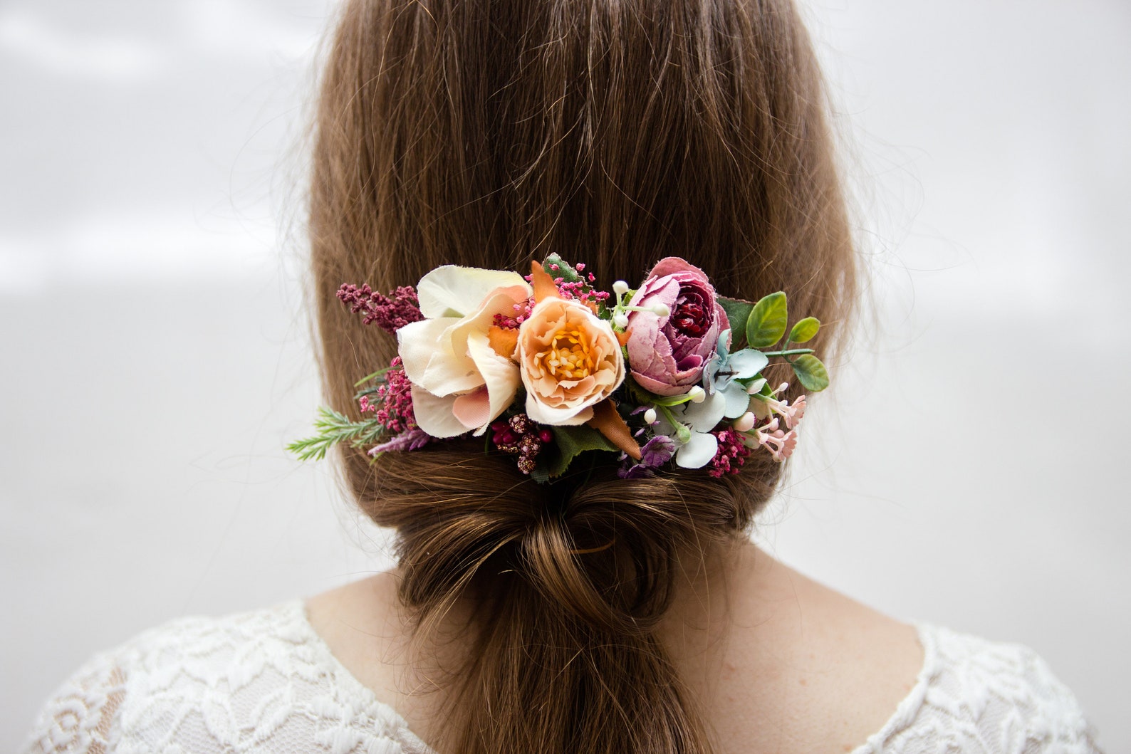 Lilac Flower Hair Comb Coral Floral Comb Bridal Hair Comb Etsy