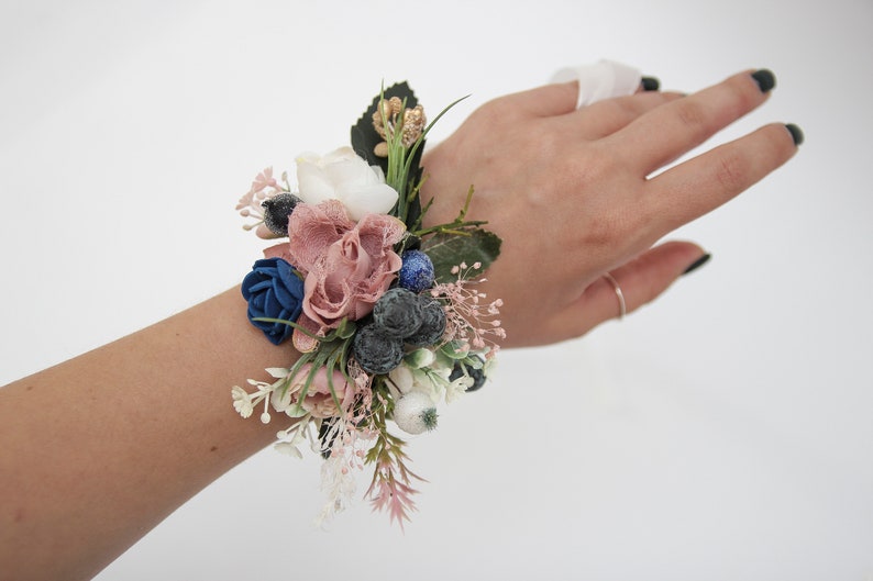 Corsage and boutonniere set, blush pink wedding corsage, bridesmaid corsage, floral wrist corsage, bridesmaid wrist corsage 1235 