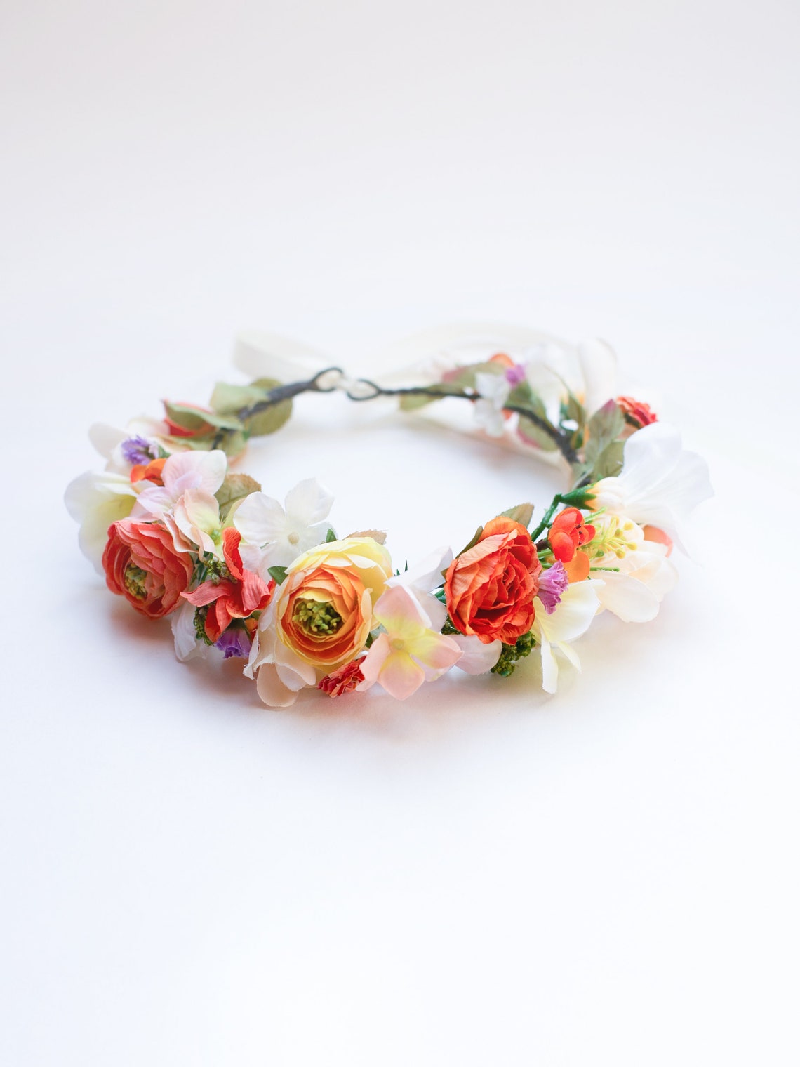 Burnt orange flower crown Rustic Flower crown Floral crown Etsy