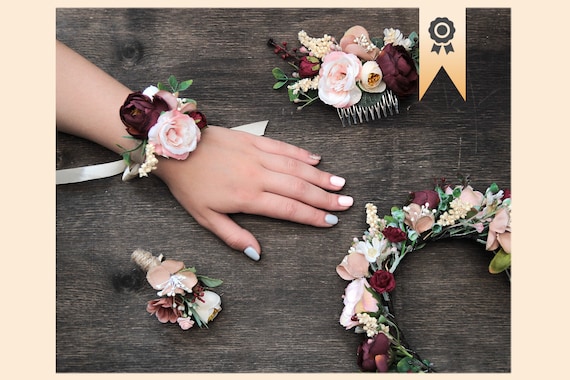 Burgundy Wedding Floral Autumn Wedding Set Etsy