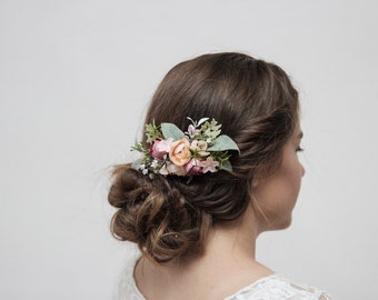 Accessoires de cheveux de mariée, peigne à cheveux rustique, casque de fille de fleur, morceau de cheveux floral