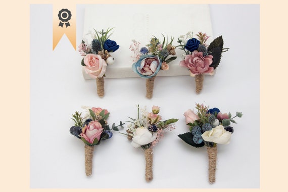 navy and pink groomsmen