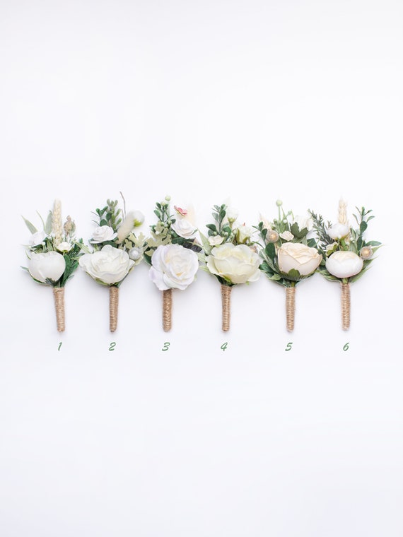 CRASPIRE Set 8 Fiori All'Occhiello Uomo Con Strass – Rosa E Bianco Per Sposo E Testimone, Matrimonio E Prom - 6