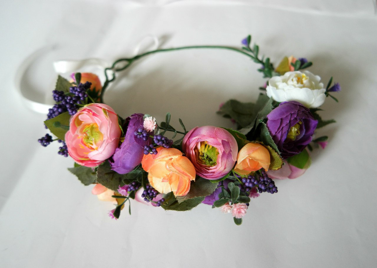 Summer floral crown Festival crown Flower head crown | Etsy