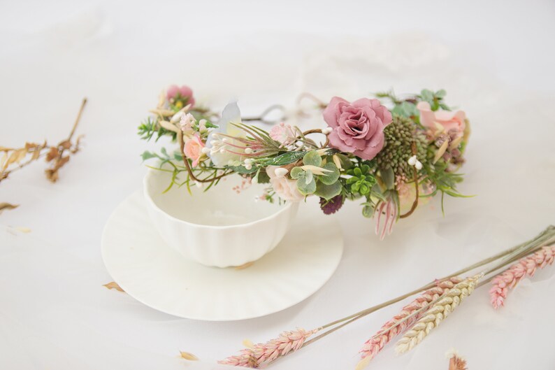 dusty pink headpiece