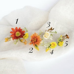 Rustic hair pins, Orange flower pins, Wedding hair accessories, Bridal flower hair pins, Bridesmaid hair piece, Summer flower hair pins