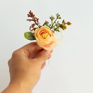 Épingles à cheveux fleur beige, pince à cheveux de mariée, épingles de mariage, épingles à cheveux rouge foncé, pinces à fleurs Bourgogne image 7