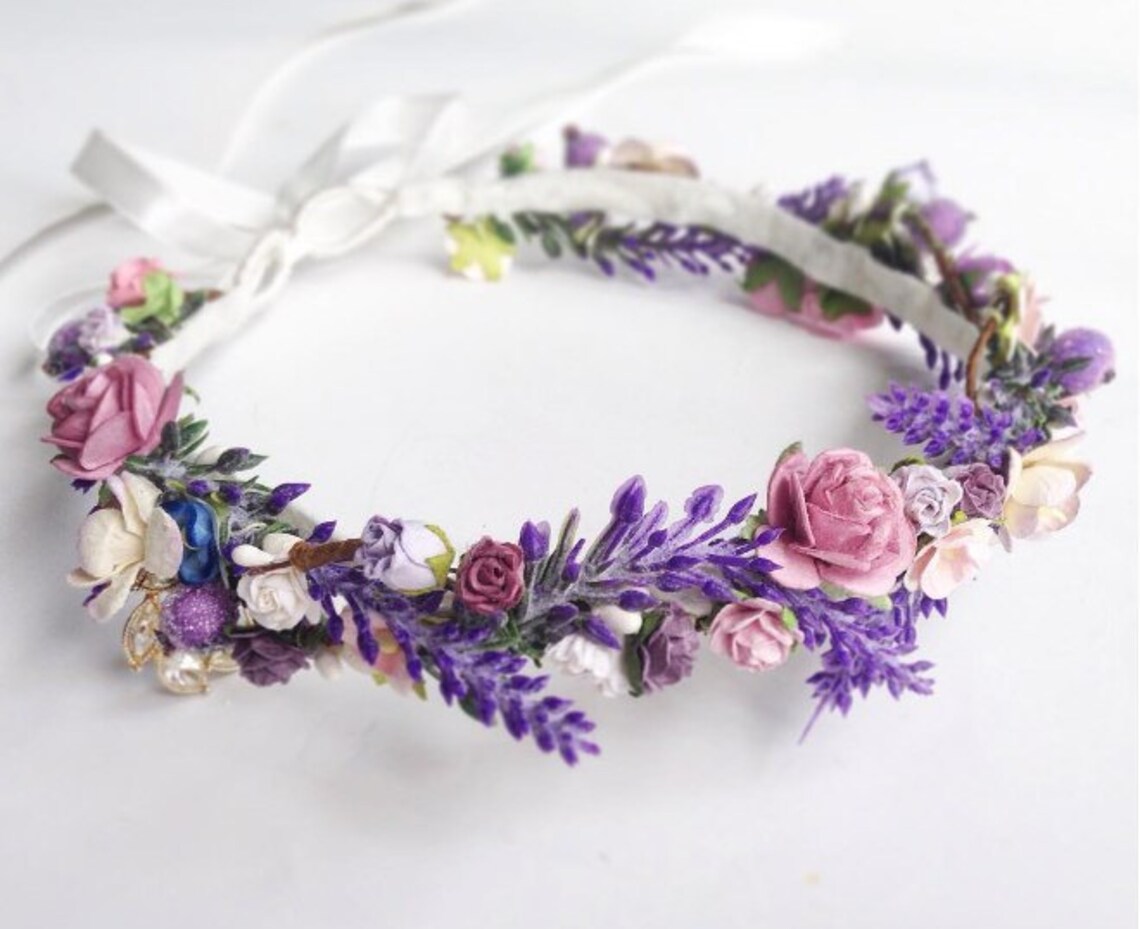 Lavender Wedding Flower Crown Lavender Floral Crown Wedding | Etsy
