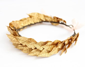 Grecka korona ślubna, greckie nakrycie głowy, greckie nakrycie głowy ze złota, opaska z liści laurowych, kostium dla pary na Halloween, korona na czoło