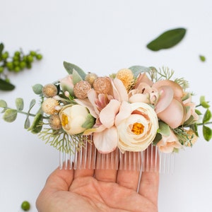 Decoratieve haarkam, Ivoren haarstuk, Bruids hoofddeksel, Rustieke bruiloft, Blush roze kam, Bruidsmeisje kam, Bruiloft accessoires