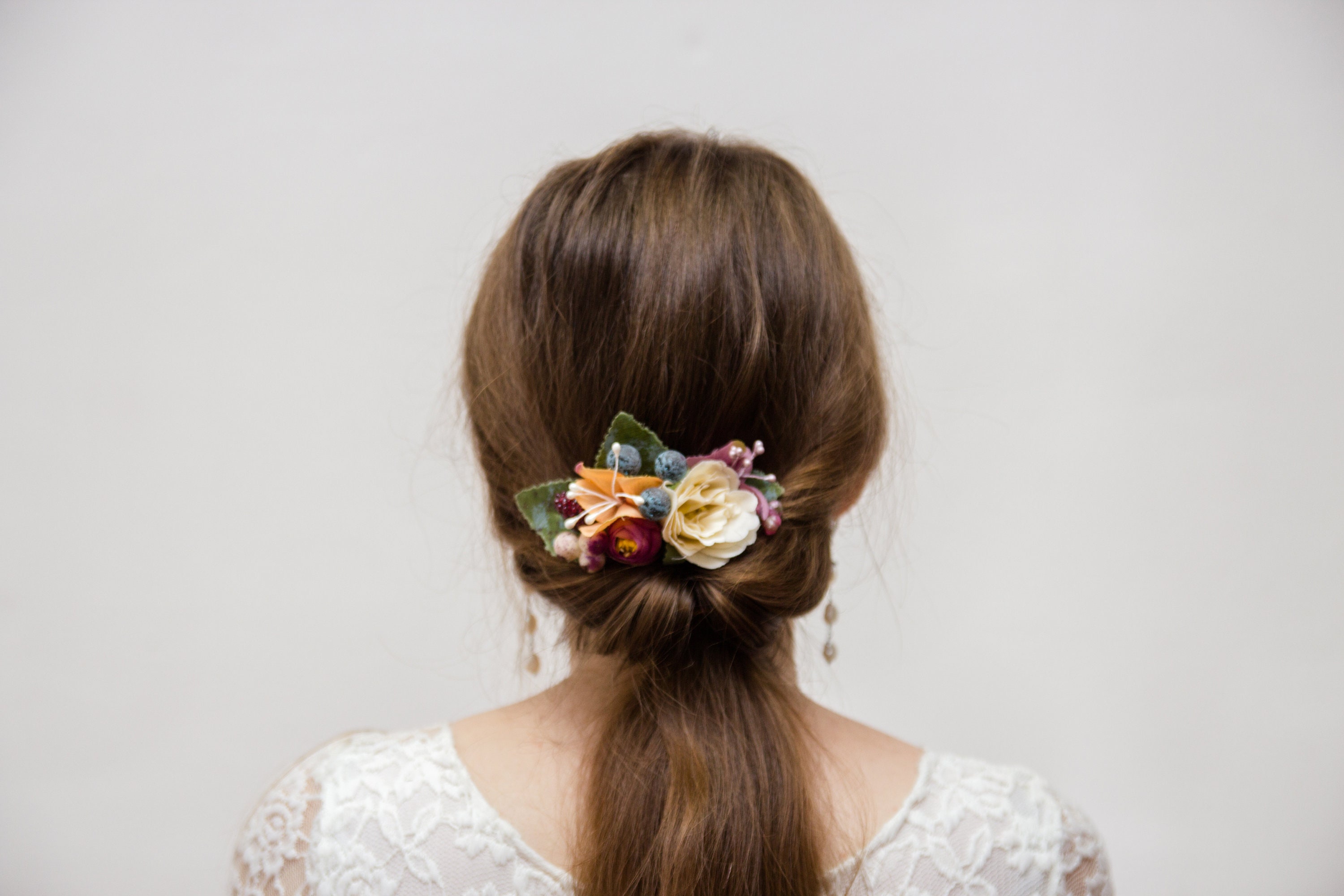 Floral Comb Bridal Hairpiece Blue Hair Comb Blueberry - Etsy