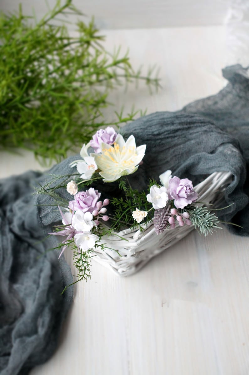 lilac headpiece for wedding