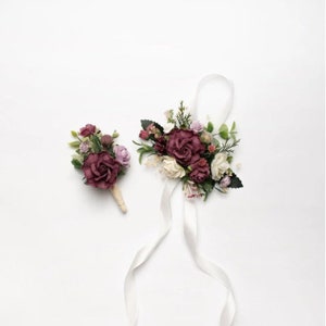 Boho flower boutonniere, Mens floral boutonniere, Boutonniere for men, Groomsmen boutonniere, Wedding flower buttonhole, Rustic boutonniere