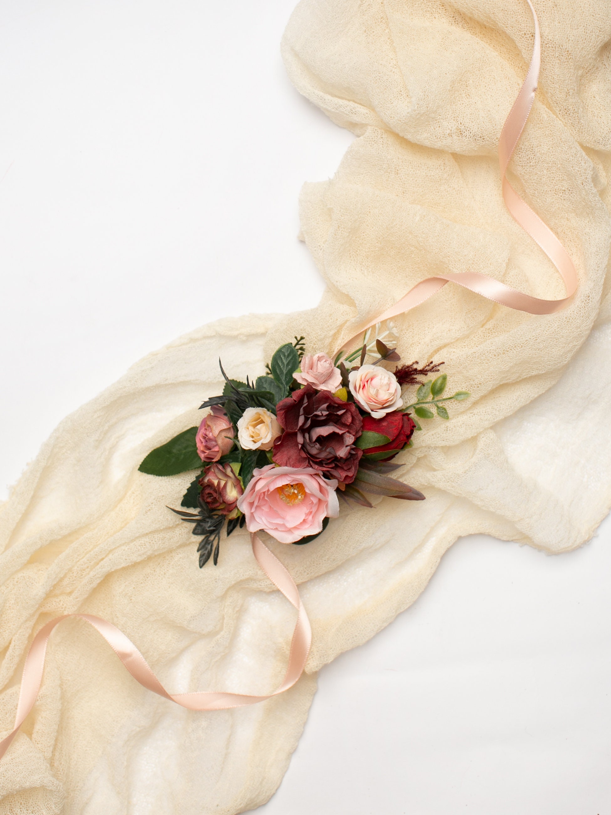 Handmade Silk Rose Wedding Boutonnier for Bride Bracelet Groom Ceremony Wrist  Corsage Flowers Party Meeting бутоньерка на руку