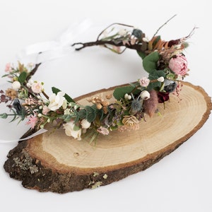 Blush crown, Dusty rose halo, Burgundy floral crown, Pink and navy flower crown, Custom flower crown, Rose gold headpiece, Newborn halo