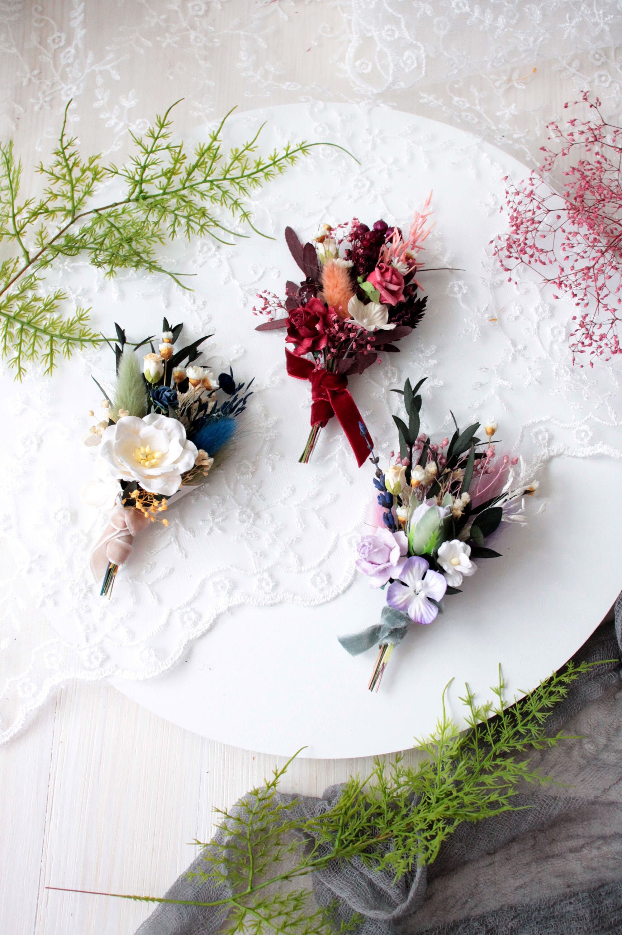 Wedding Buttonhole Set Men's Flower Boutonniere Lilac Etsy