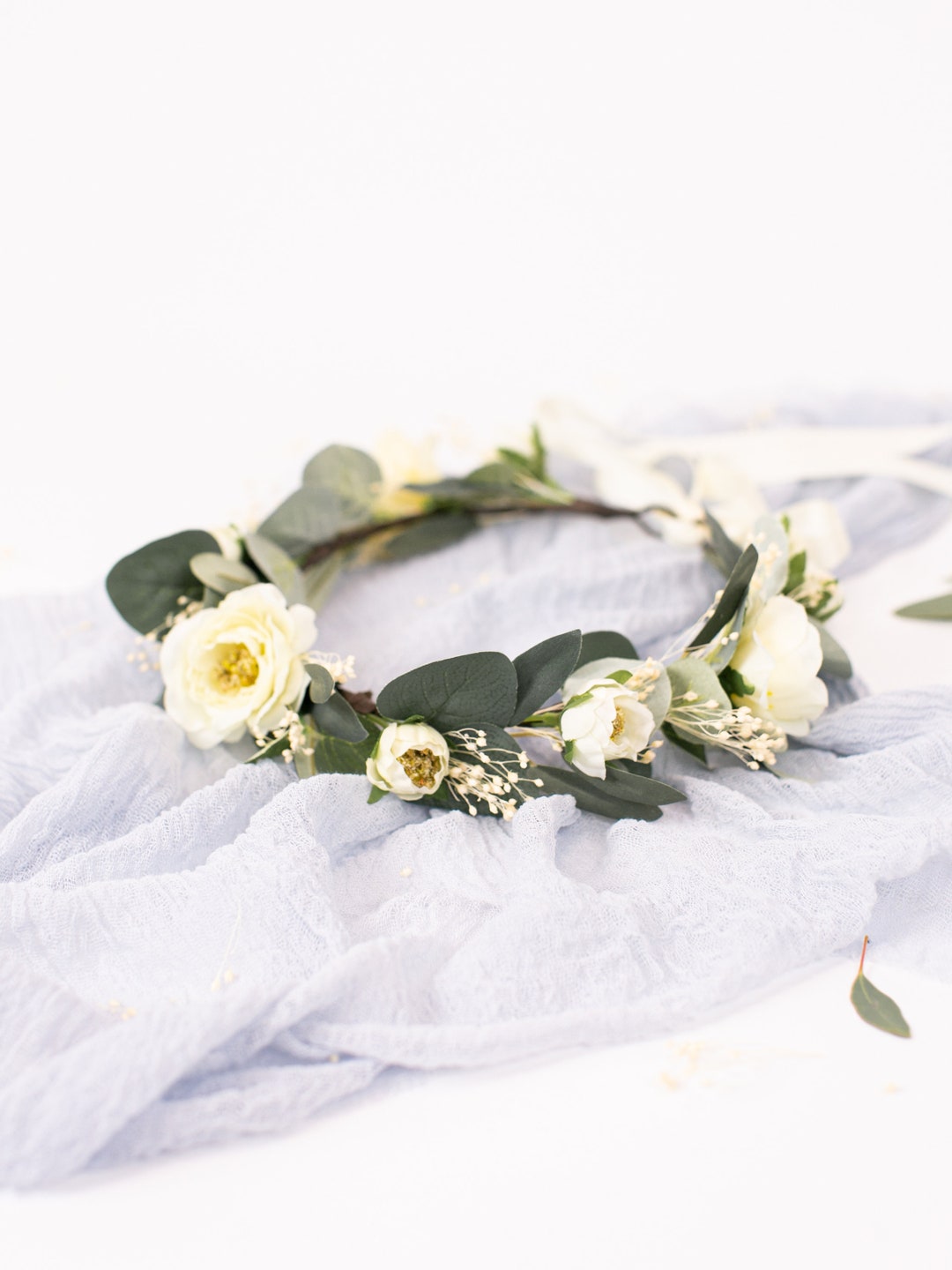 White Rose Flower Crown White Flower Crown Wedding Floral Etsy