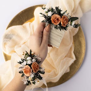 Buttonhole Pocket flower square, Terracotta corsage, Rose corsage, Fall groomsmen buttonhole, Bridesmaid corsage, Mens boutonniere prom