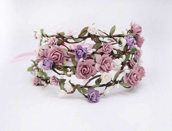 Corona de flores de color lila corona de dama de honor Corona - Etsy México Corona de flores de color lila corona de dama de honor Corona - Etsy México