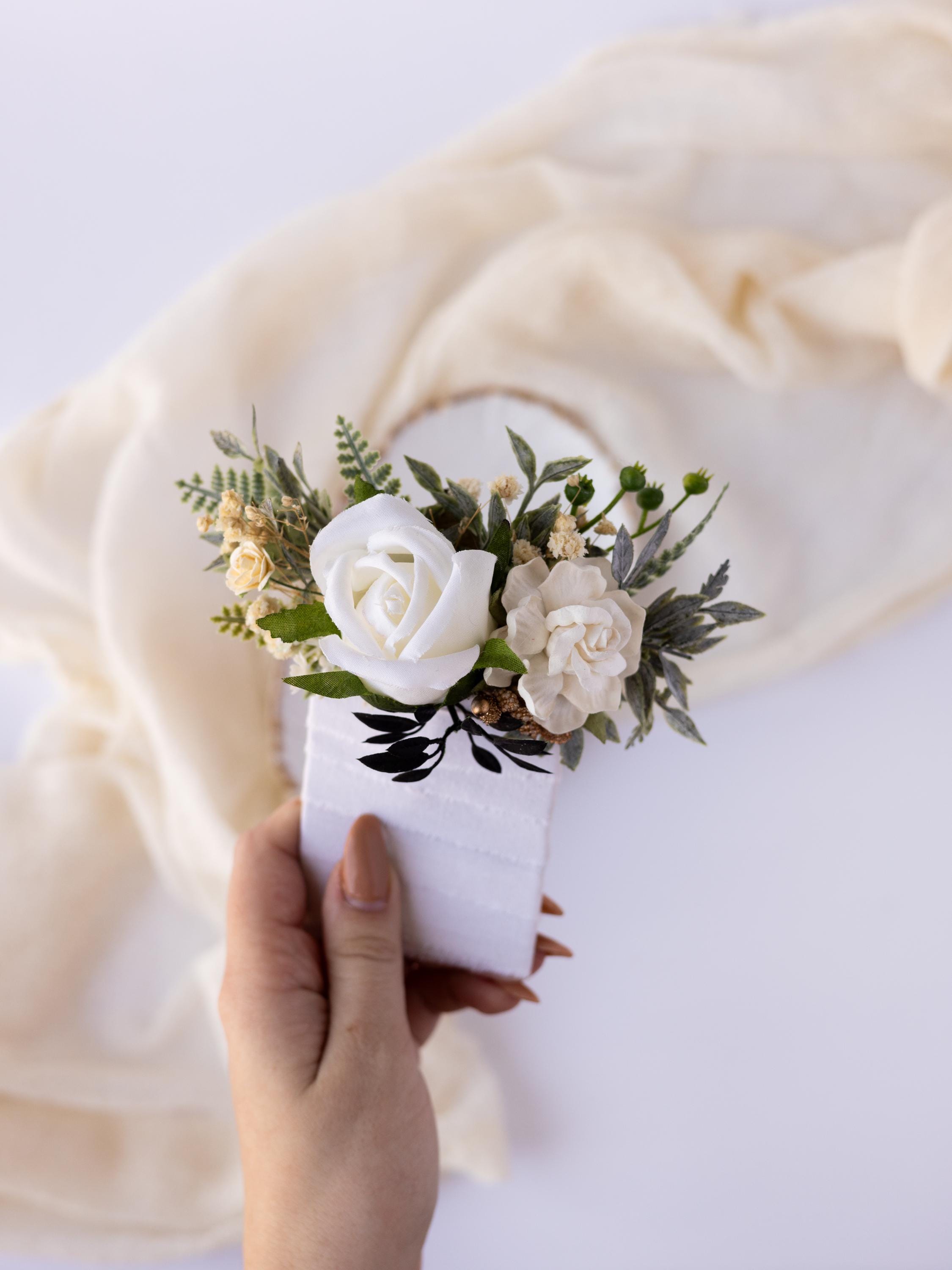 Fiori da ballo, fiore da polso, bouquet da sposa, set di 6 rose all'occhiello per matrimonio da uomo con spille, boutonniere per sposo e testimone