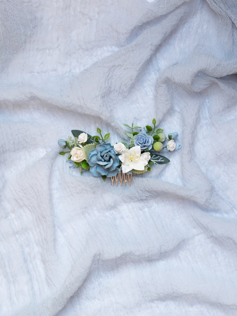 Flower Girl Headpiece Blue Flower Hairpiece Bridal Floral Etsy