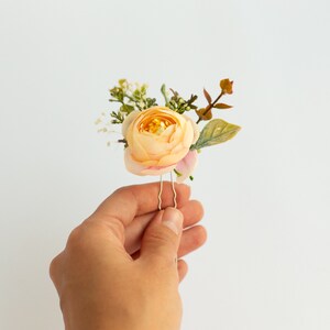 Épingles à cheveux fleur beige, pince à cheveux de mariée, épingles de mariage, épingles à cheveux rouge foncé, pinces à fleurs Bourgogne image 6