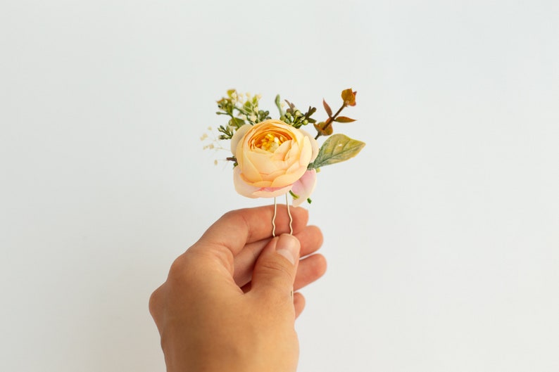 Épingles à cheveux fleur beige, pince à cheveux de mariée, épingles de mariage, épingles à cheveux rouge foncé, pinces à fleurs Bourgogne image 6