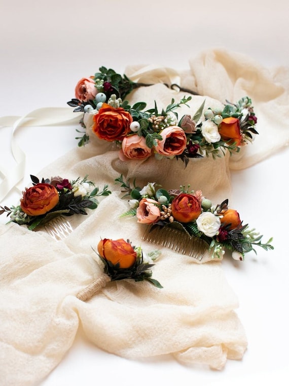 burnt orange headpiece