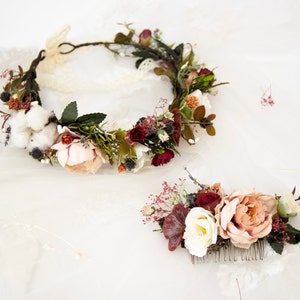 Winter wedding, Hair accessories, Beige bridal hair piece, Flower crown, Bridal hair comb, Ivory headband, Bridesmaid flower comb