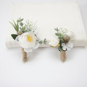 Boutonniere, rustic boutonniere for men, greenery wedding boutonniere, groomsmen buttonhole, flower accessories, white wedding set 1238