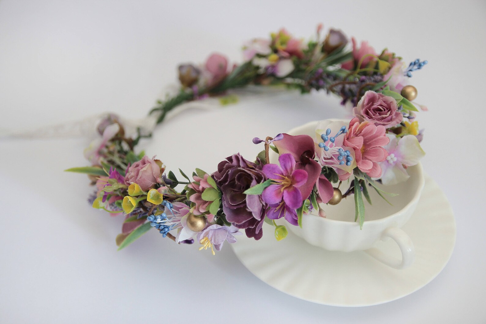 Lilac Flower Crown Purple Floral Headpiece Boho Flower Etsy