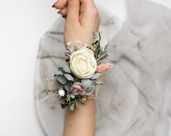 Corsage and boutonniere set, Wrist corsage and boutonniere set, Prom corsage, Bridesmaid corsage, Groomsmen buttonhole, Rustic accessory set