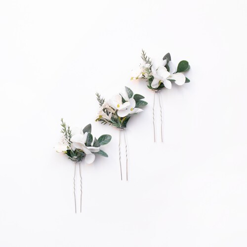 White Flower Hair Pins Bridesmaid Hair Pin Rustic Floral - Etsy White Flower Hair Pins Bridesmaid Hair Pin Rustic Floral - Etsy