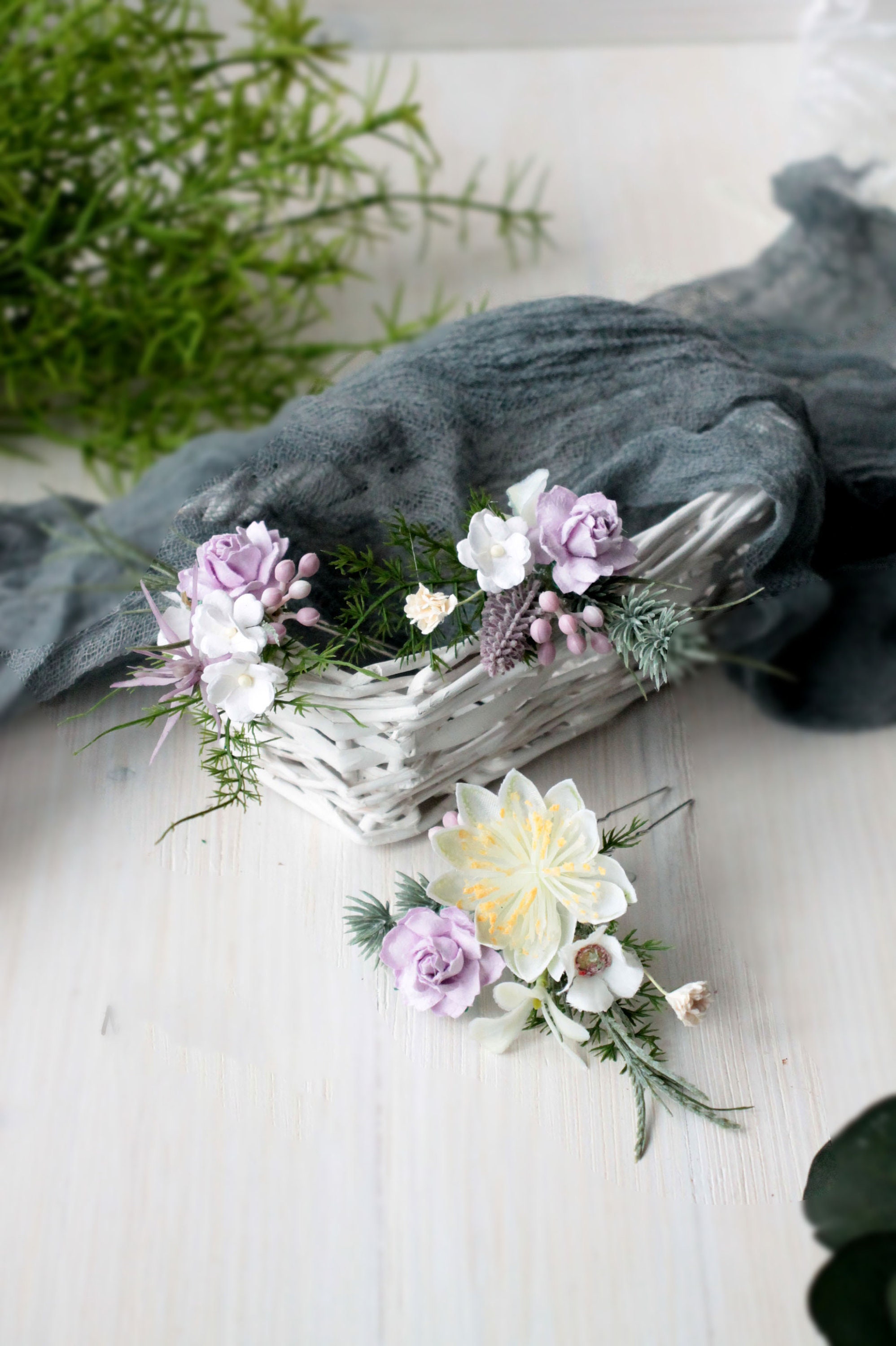 lilac headpiece for wedding