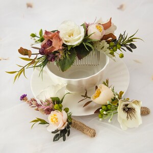 bruidsbloem kroon, bruids hoofddeksel, bloem kroon bruiloft hoofdband, bruidskroon, bloem haar clip, bloemen kroon, bloem hoofddeksel 1207 afbeelding 4