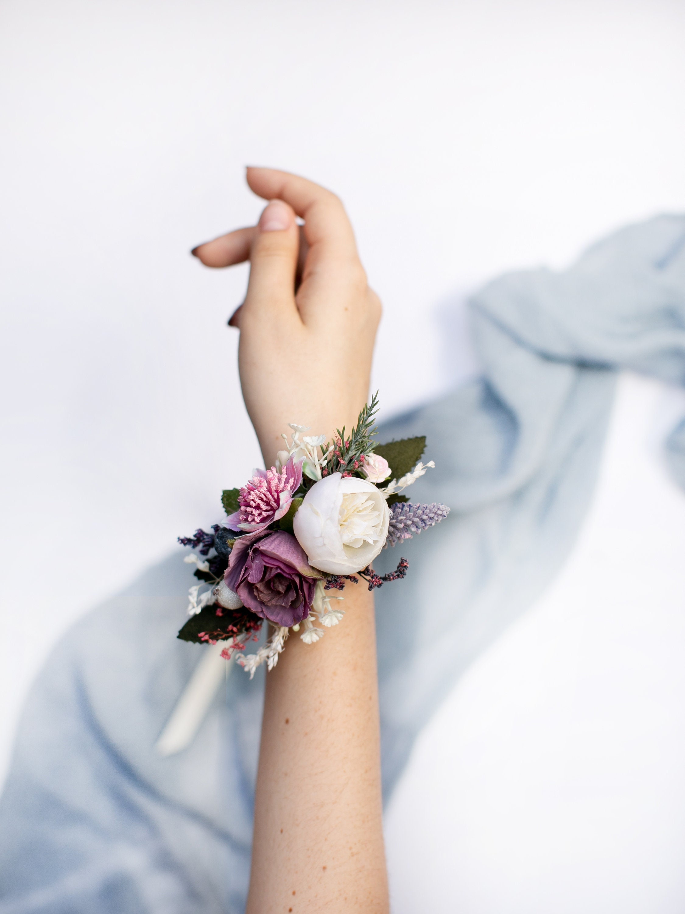White Flower Corsage, Floral Wrist Corsages, Blush Wrist Corsages,  Bridesmaids Corsages, Wedding Bracelets, Bridal Bracelet, Pink Corsage 
