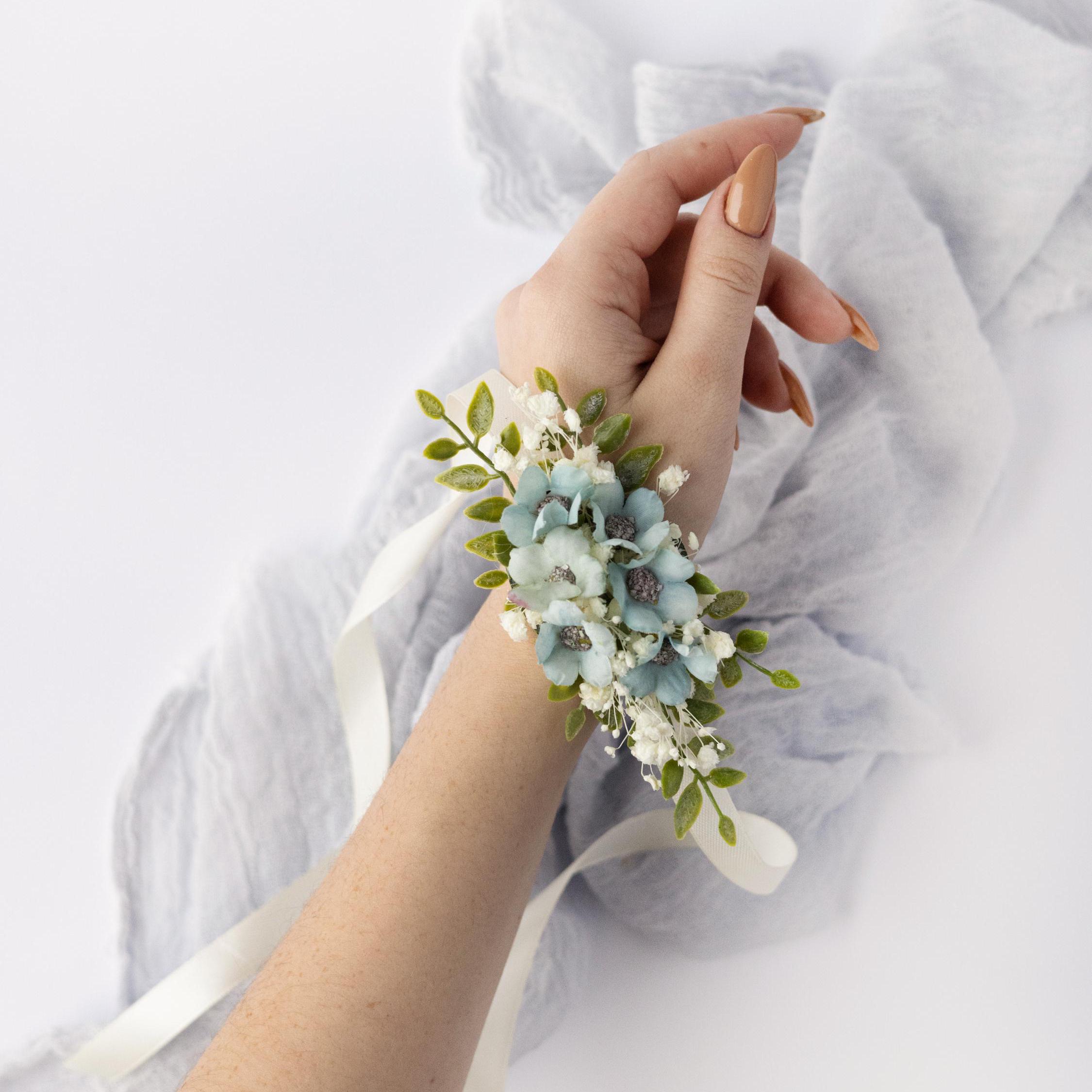 Prom Set Teal Prom Corsage and Boutonniere Set, Turquoise Wrist Corsage With ...