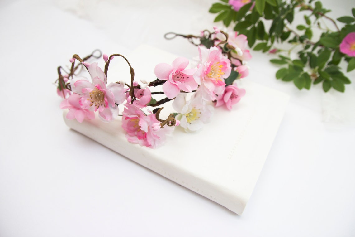 Pink Cherry Blossom Headpiece, First Holy Communion Flower Crown ...