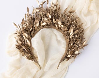 Laurel crown, Gold leaf headpiece, Laurel wreath headband, Gold laurel crown, Greek headpiece, Gothic crown, Gold leaves crown, Unique gift