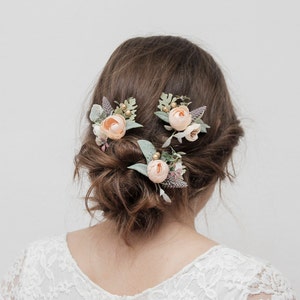 Decoratieve haarspelden, Bruids bloemen hoofddeksel, Rustieke bruiloft, Ivoor bloemen haar clip, Bruiloft accessoires, Bruidsmeisje pin