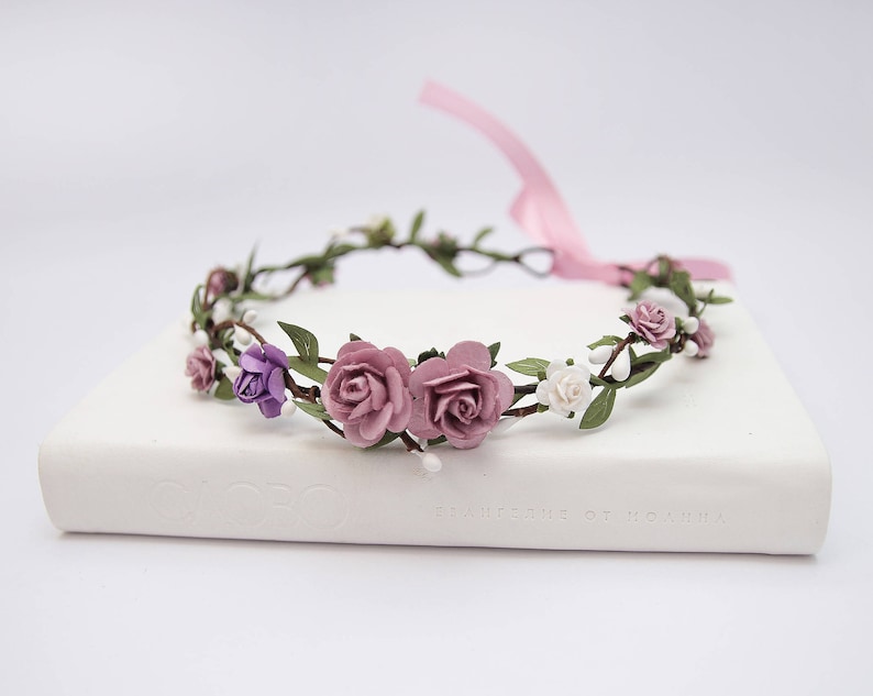 Bridesmaid Crown Flower Girl Crown Wedding Flower Halo Bridal Headpiece Floral Crown Lilac Wedding Hair Accessories 1117 Lilac Flower Crown