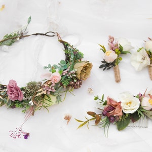 bridal flower crown, bridal headpiece, flower crown wedding headband, bridal crown, flower hair clip, floral crown, flower headpiece 1207