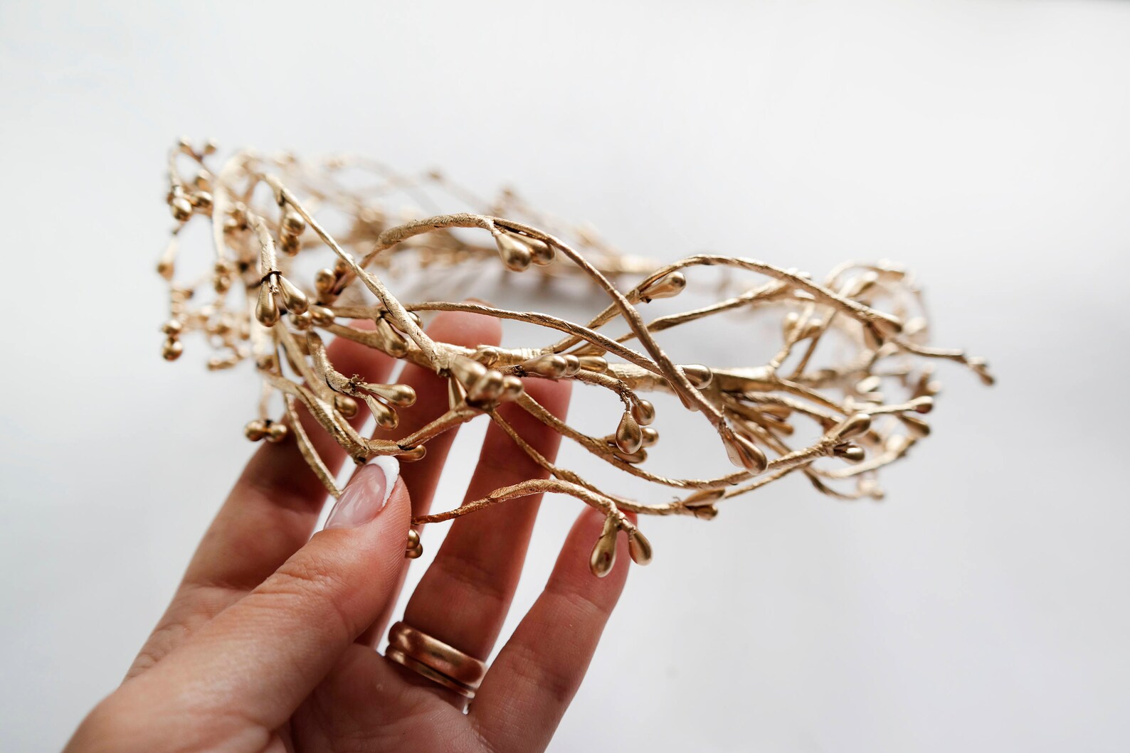 Gold Headpiece Twig Crown Gold Wedding Crown Bridal Etsy