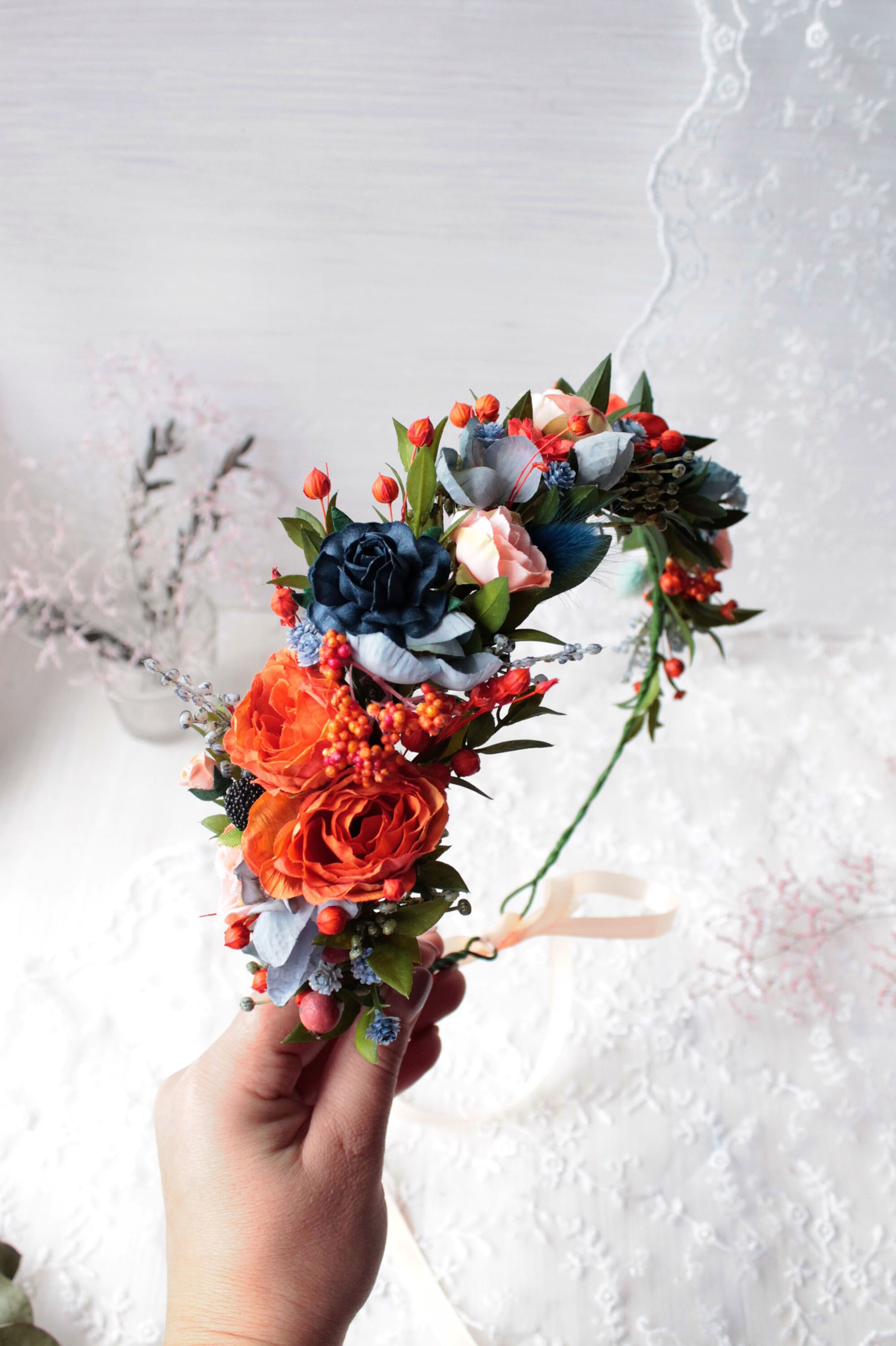 bridesmaid floral headpiece