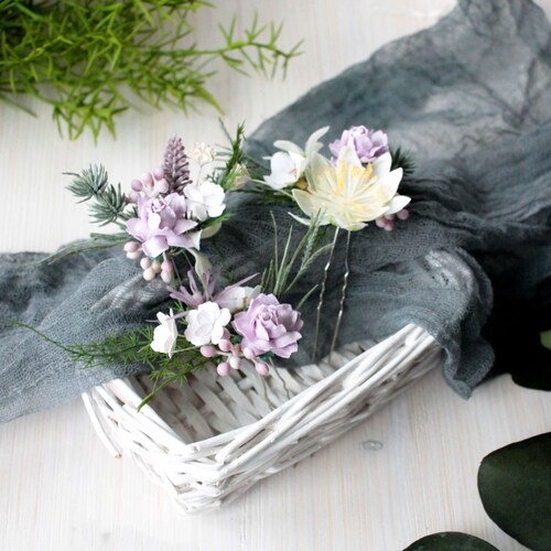 lilac headpiece for wedding